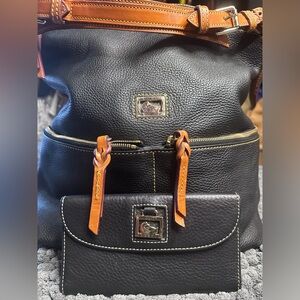 Dooney & Bourke Medium Dillen Black Leather Bag and matching wallet